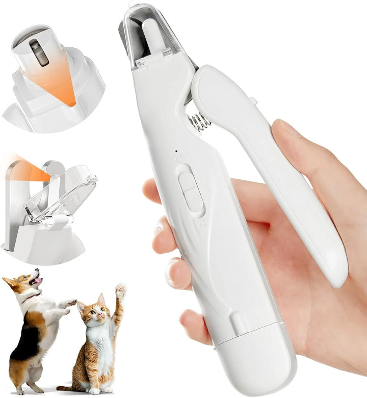 Pet Nail Clippers & Grinder | Quiet Nail Grinder with 2 LED Lights | Stainless Steel Grooming Tool for Dogs & Cats | Pet Nail Care