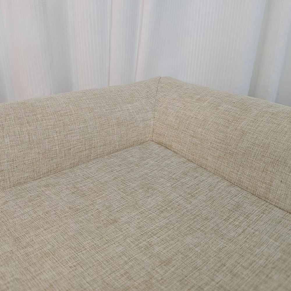 Detachable Four-Season Pet Bed | Rectangular Linen Kennel for Cats & Dogs | Removable Washable Cover | Sponge Filled Pet Nest