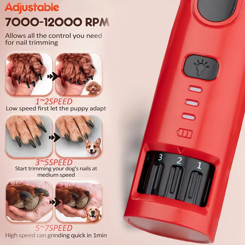 Electric Pet Nail Grinder with LED Light