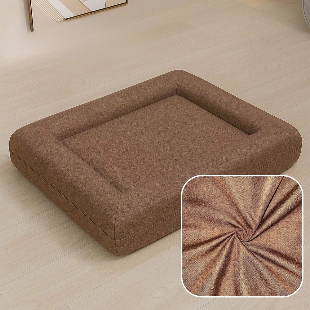 Detachable Four-Season Pet Bed | Rectangular Linen Kennel for Cats & Dogs | Removable Washable Cover | Sponge Filled Pet Nest