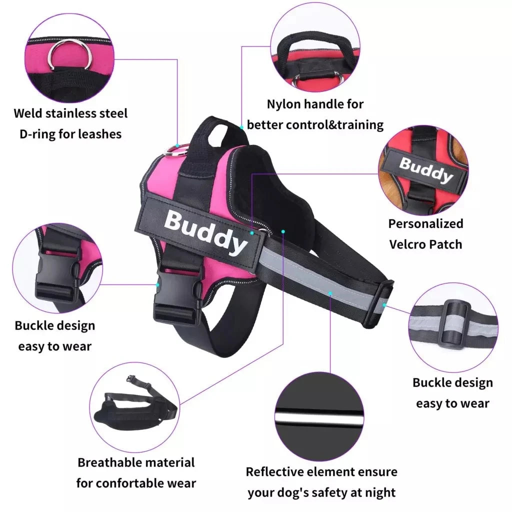 No-Pull Reflective Dog Harness | Breathable Nylon Pet Vest | Small & Large Dogs | Outdoor Walking & Training Accessories