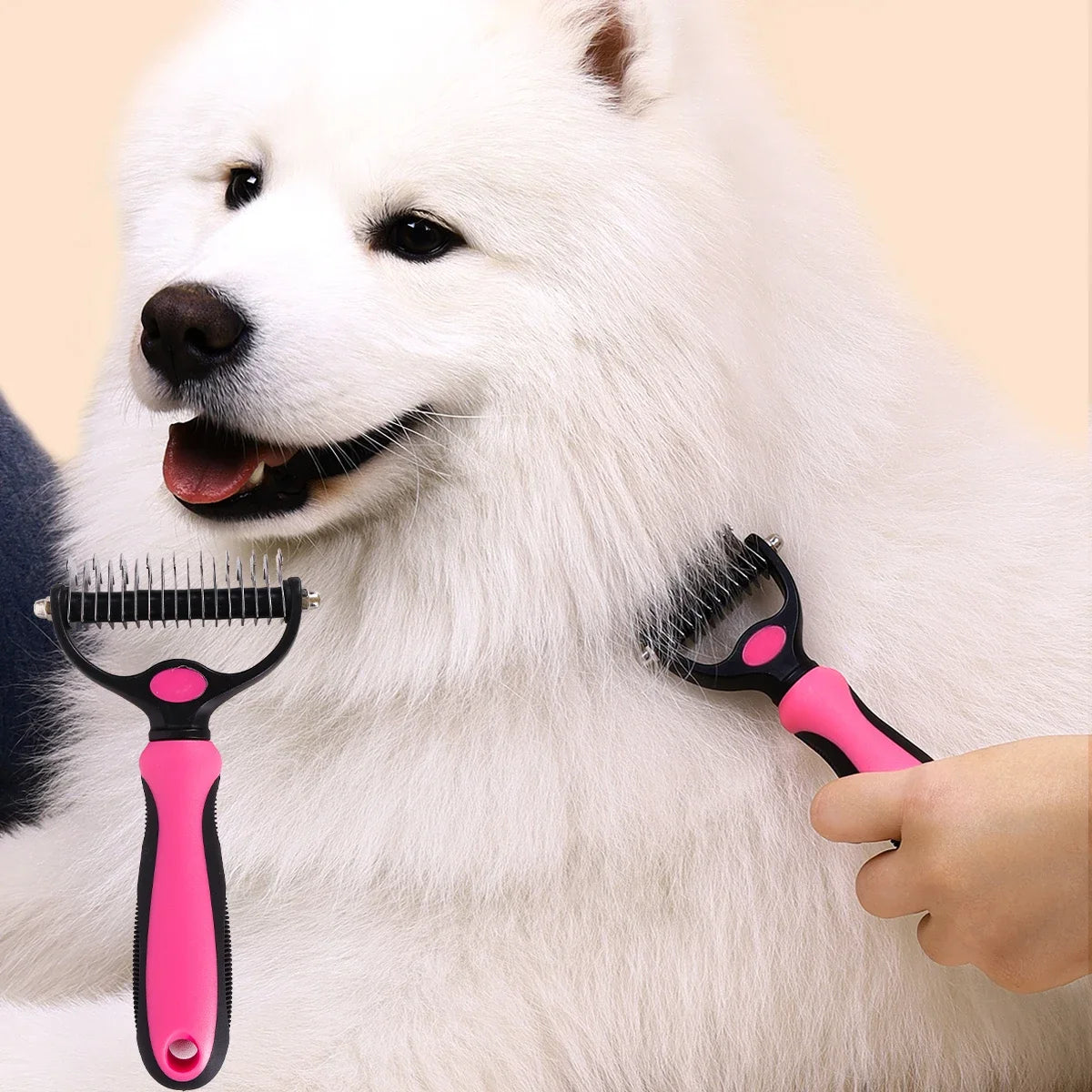 Double-Sided Pet Comb | Dog & Cat Hair Removal Grooming Tool | Stainless Steel Knot Comb | Detangling and Hair Removal Comb for Dogs and Cats