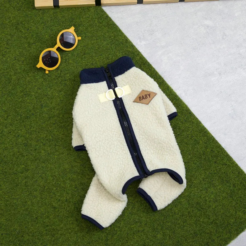 Autumn & Winter Pet Plush Jumpsuit | Four-Legged Dog Teddy Bear Coat | Warm Plaid Winter Coat for Small Dogs & Cats