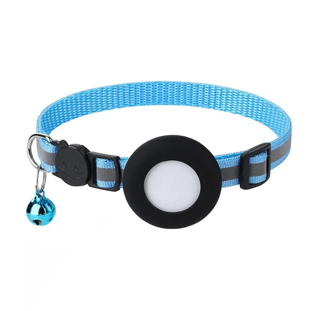 Airtag Case Collar for Cats & Dogs | Reflective Anti-Lost Tracker Collar | With Bell & Lights | Durable Nylon Pet Accessories