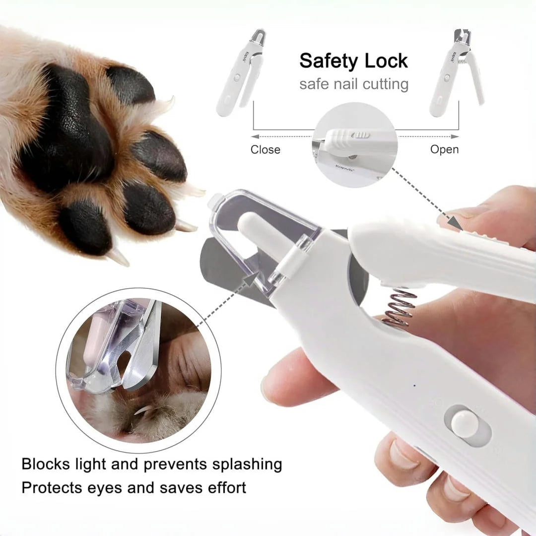 Pet Nail Clippers & Grinder | Quiet Nail Grinder with 2 LED Lights | Stainless Steel Grooming Tool for Dogs & Cats | Pet Nail Care