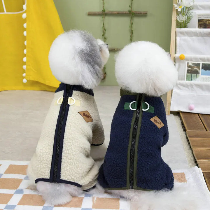 Autumn & Winter Pet Plush Jumpsuit | Four-Legged Dog Teddy Bear Coat | Warm Plaid Winter Coat for Small Dogs & Cats
