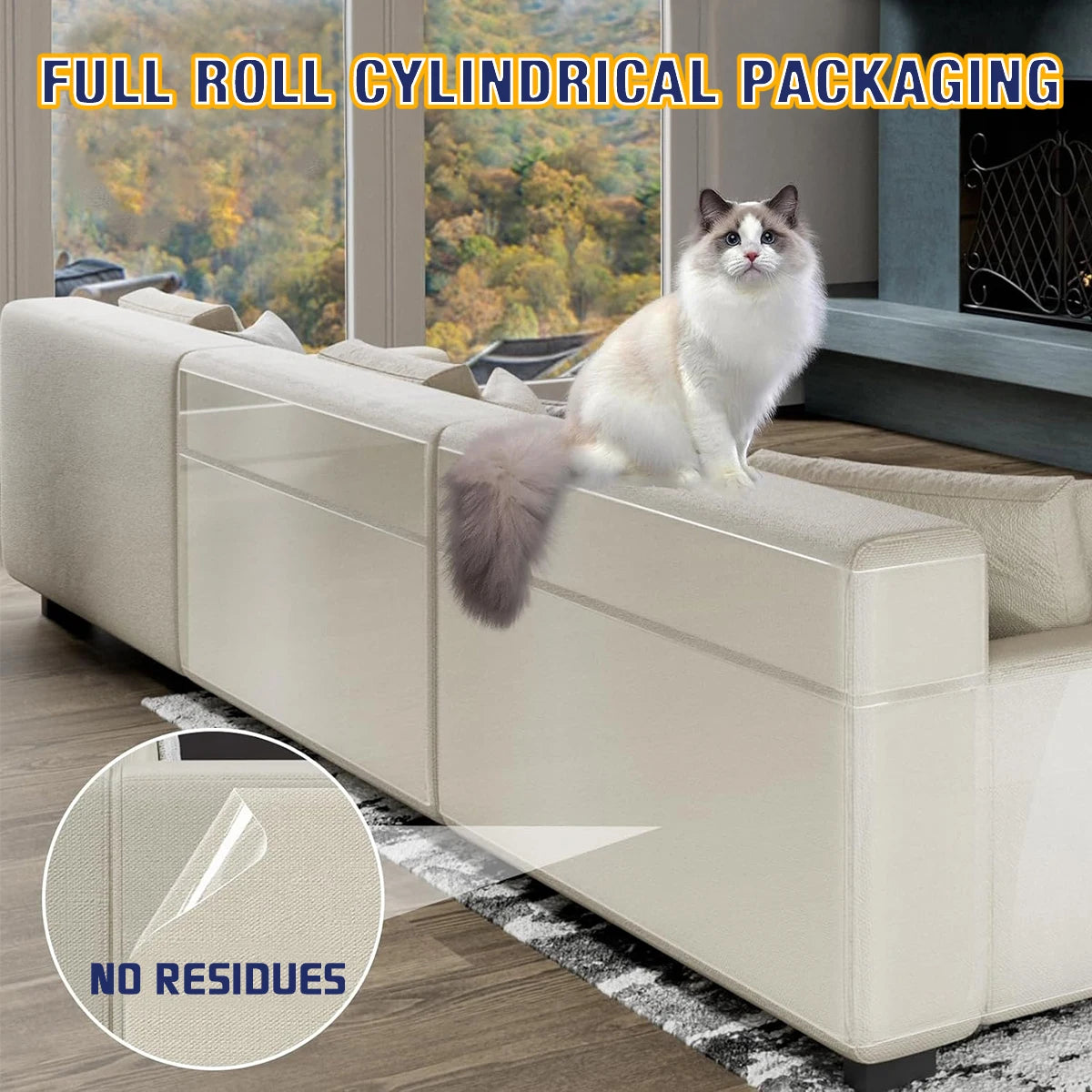 Cat Scratch Deterrent Tape | Transparent Self-Adhesive Furniture Protectors | Pet Training Tape for Sofa & Furniture | Easy to Apply