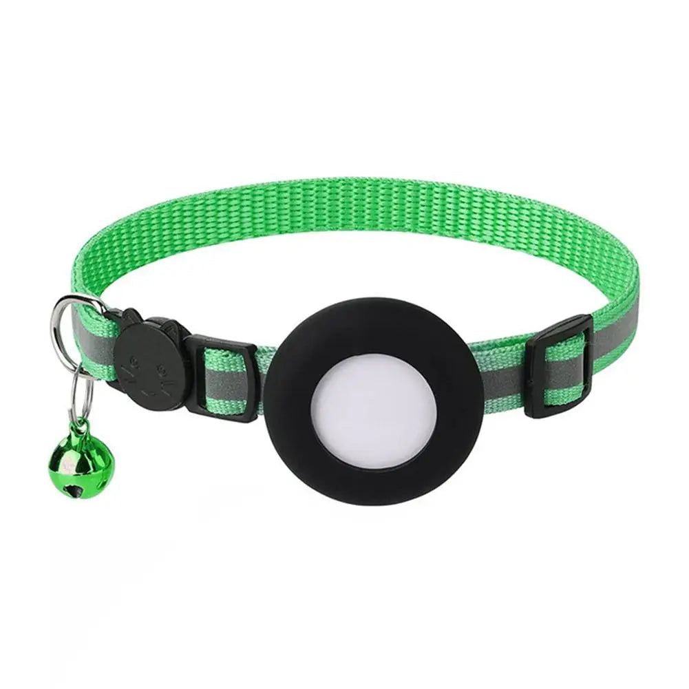 Airtag Case Collar for Cats & Dogs | Reflective Anti-Lost Tracker Collar | With Bell & Lights | Durable Nylon Pet Accessories