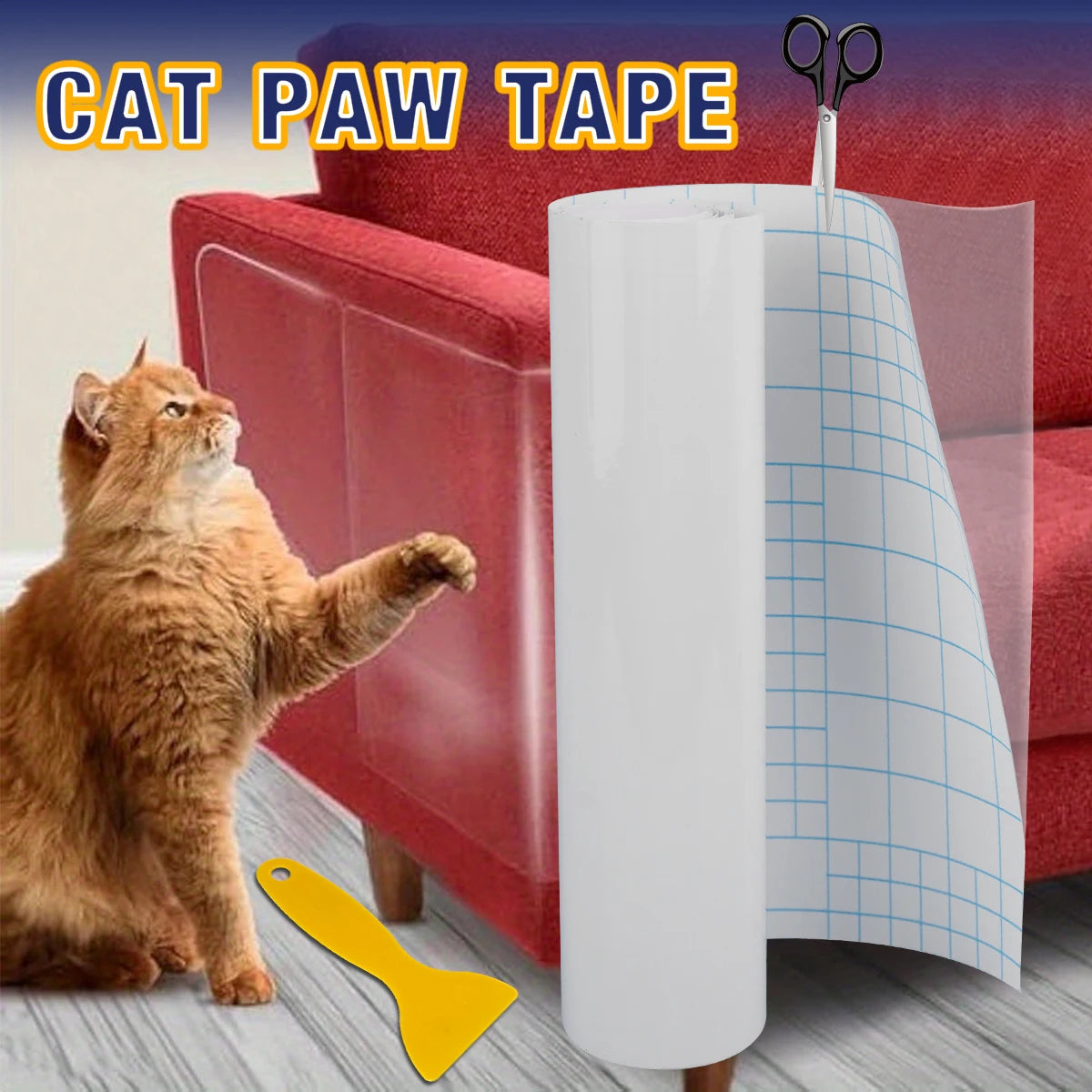 Cat Scratch Deterrent Tape | Transparent Self-Adhesive Furniture Protectors | Pet Training Tape for Sofa & Furniture | Easy to Apply
