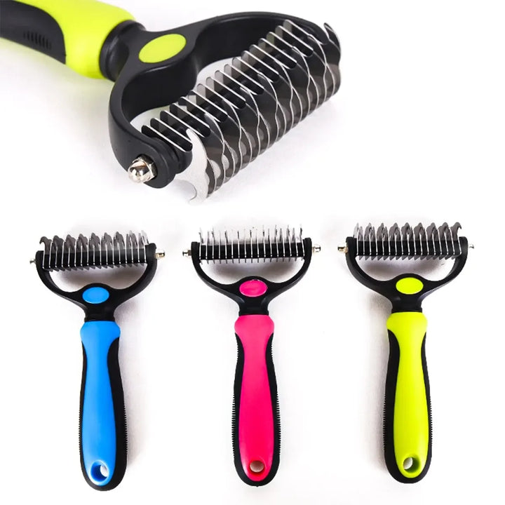 Double-Sided Pet Comb | Dog & Cat Hair Removal Grooming Tool | Stainless Steel Knot Comb | Detangling and Hair Removal Comb for Dogs and Cats