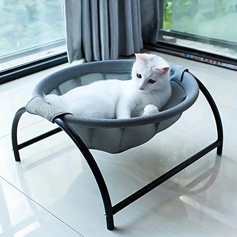 Breathable Cat Hammock Bed | Elevated Cooling Cat Sofa | Metal Frame Cat Sleeping Cot | Pet Hammock Bed for Cats | Comfortable Cat Lounger