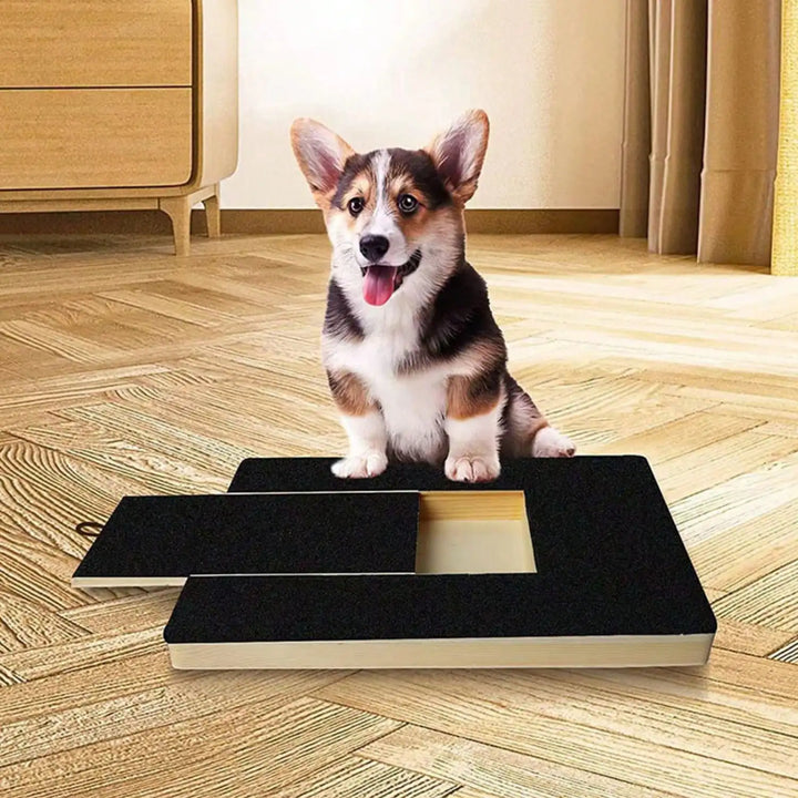 Dog Nail Scratch Board | Wooden Nail File Pad | Treat Box Built-In | Stress-Free Nail Trimming for Puppies and Small Dogs