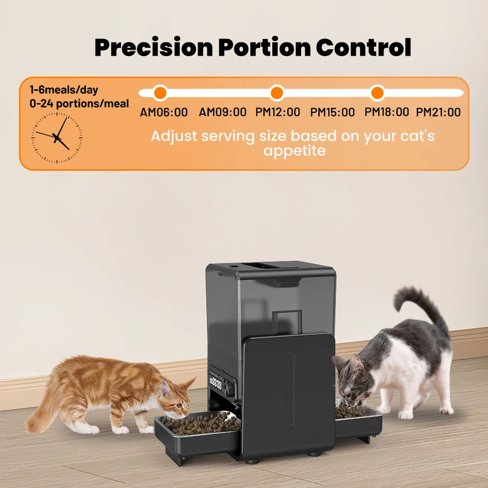 Smart Automatic Pet Feeder | Dual Bowl Timed Dispenser | Adjustable Height Slow Feeding | Stainless Steel Bowls for Cats and Dogs