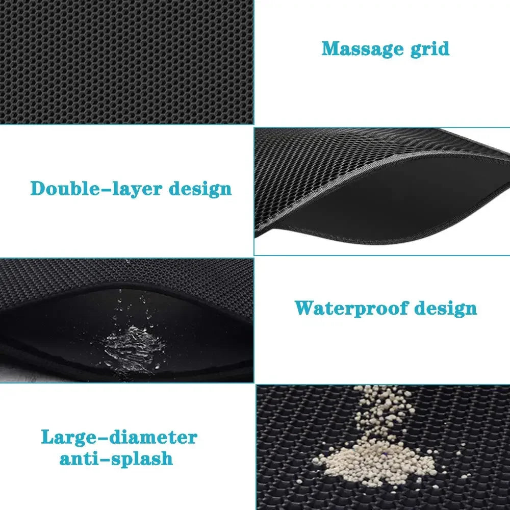 Double-Layer Cat Litter Mat | Waterproof Non-Slip Cat Pad | Washable Litter Box Mat | Plastic PU Cat Mat | Honeycomb Design | Eco-Friendly Cat Cleaning Pad | Cat Accessories with Gift