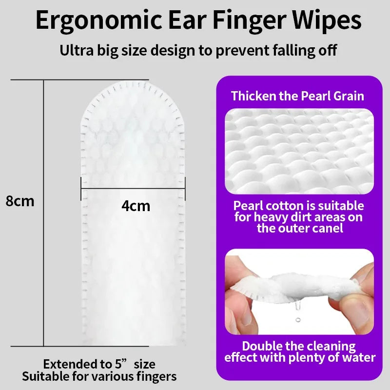 Pet Ear Cleaning Wipes | Dog Cat Ear Care Pads | Ear Mite Removal | Fingertip Cleaning Wipes | Wax and Odor Remover | Pet Grooming Ear Cleaner
