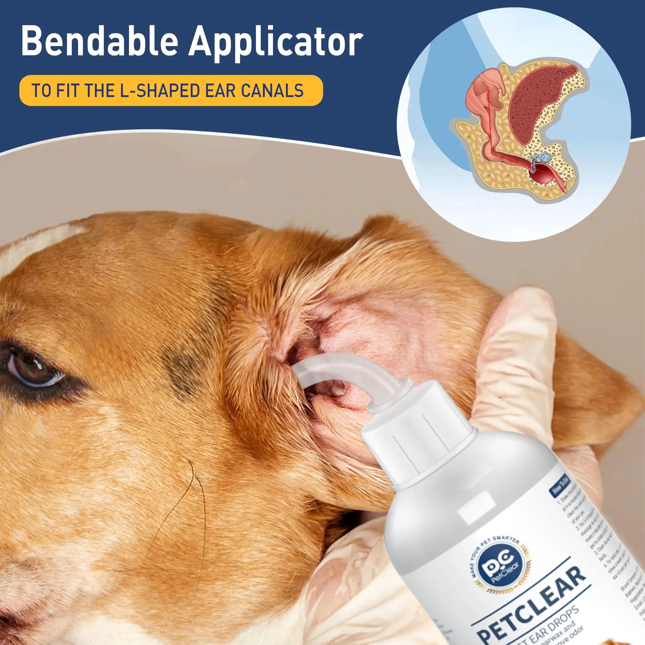 Pet Ear Cleaner | Dog & Cat Ear Drops 60ml | Removes Wax Odor & Mites | Prevents Ear Itch & Otitis | Safe for Daily Use