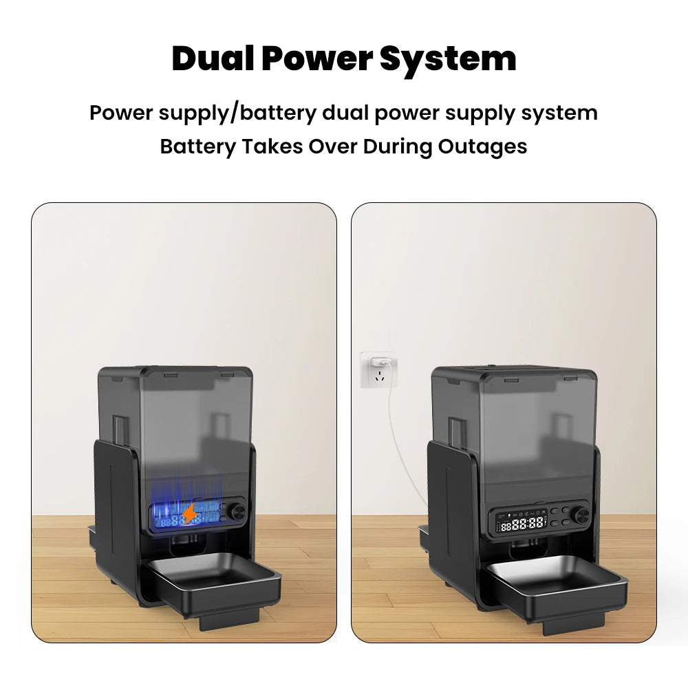 Smart Automatic Pet Feeder | Dual Bowl Timed Dispenser | Adjustable Height Slow Feeding | Stainless Steel Bowls for Cats and Dogs