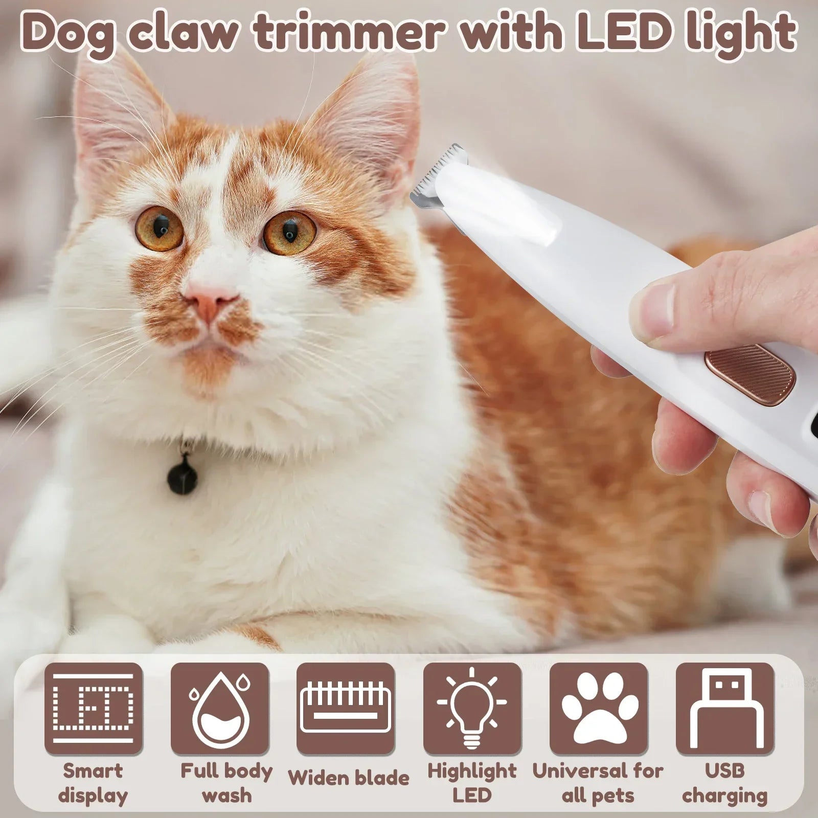 Dog Paw Trimmer | Waterproof Pet Hair Trimmer | LED Light & Display | 18mm Widen Blade | Dog Cat Grooming Clippers