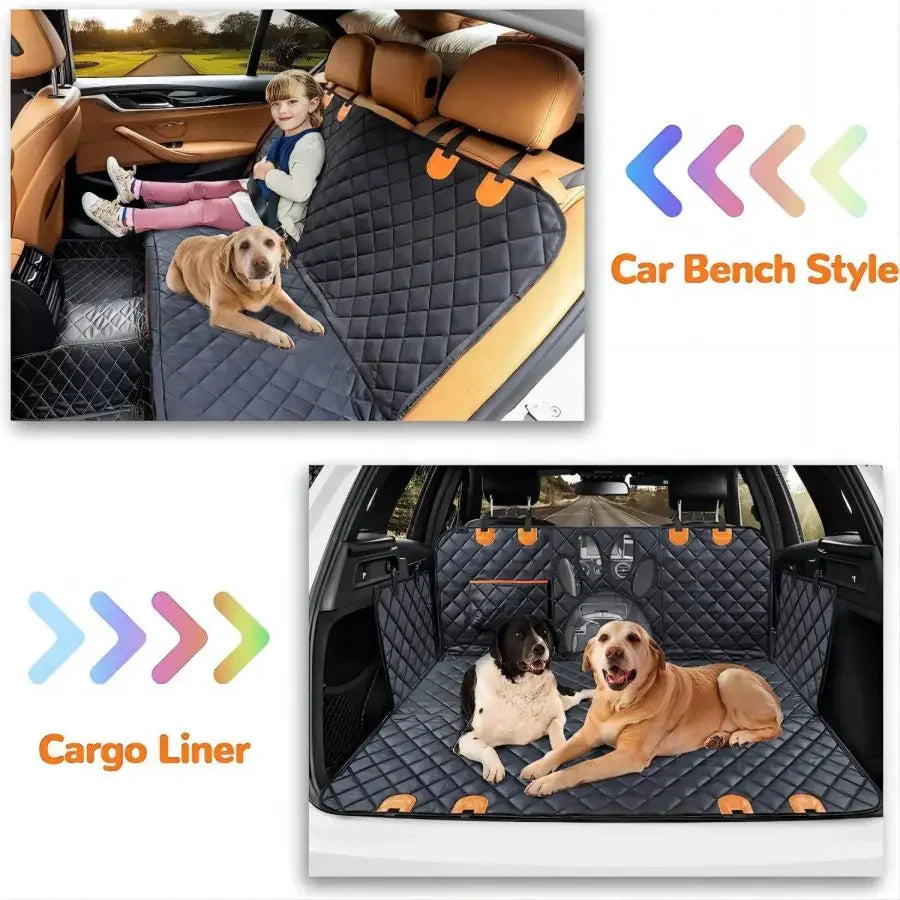 Waterproof Dog Car Seat Cover | Back Seat Hammock Protector | Mesh Window for Visibility | Side Zipper for Easy Access | Car Travel Accessories