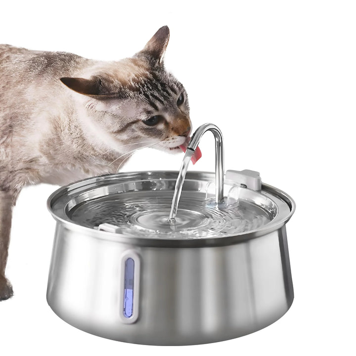 Stainless Steel Automatic Pet Drinking Fountain | Ultra-Quiet Cat Dog Water Dispenser | Rechargeable Pet Fountain with Viewing Window | Hydration for Cats and Dogs