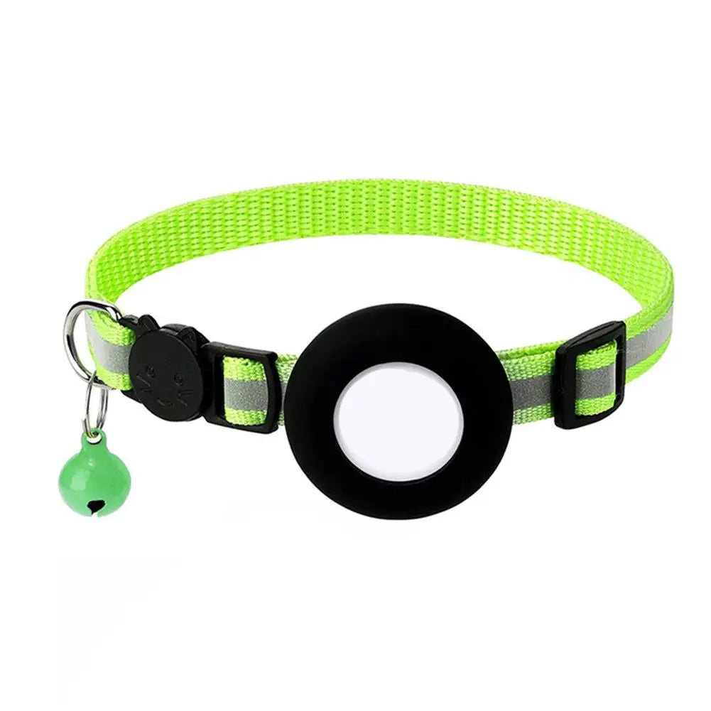 Airtag Case Collar for Cats & Dogs | Reflective Anti-Lost Tracker Collar | With Bell & Lights | Durable Nylon Pet Accessories