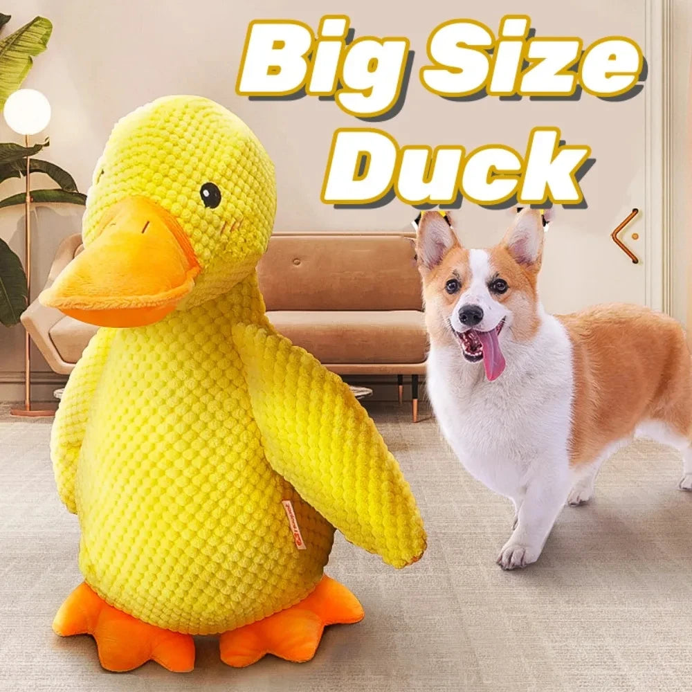 Interactive Dog Toy | Stomping Duck Plush Toy | Bite-Resistant Chew Toy for Large Dogs | Teeth Cleaning & Puppy Entertainment