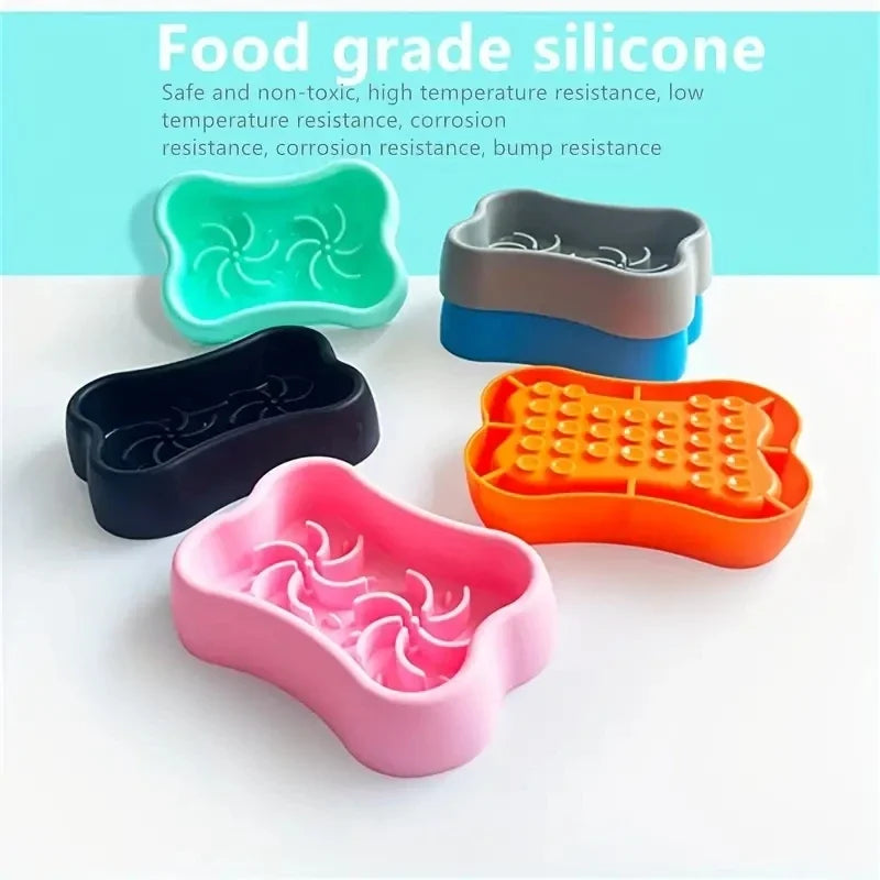 Silicone Slow Feeder Dog Bowl | Anti-Choking Pet Bowl | Suction Cup Puzzle Food Bowl | Non-Slip Licking Bowl | Dog Water Feeder | Slow Eating Dog Bowl