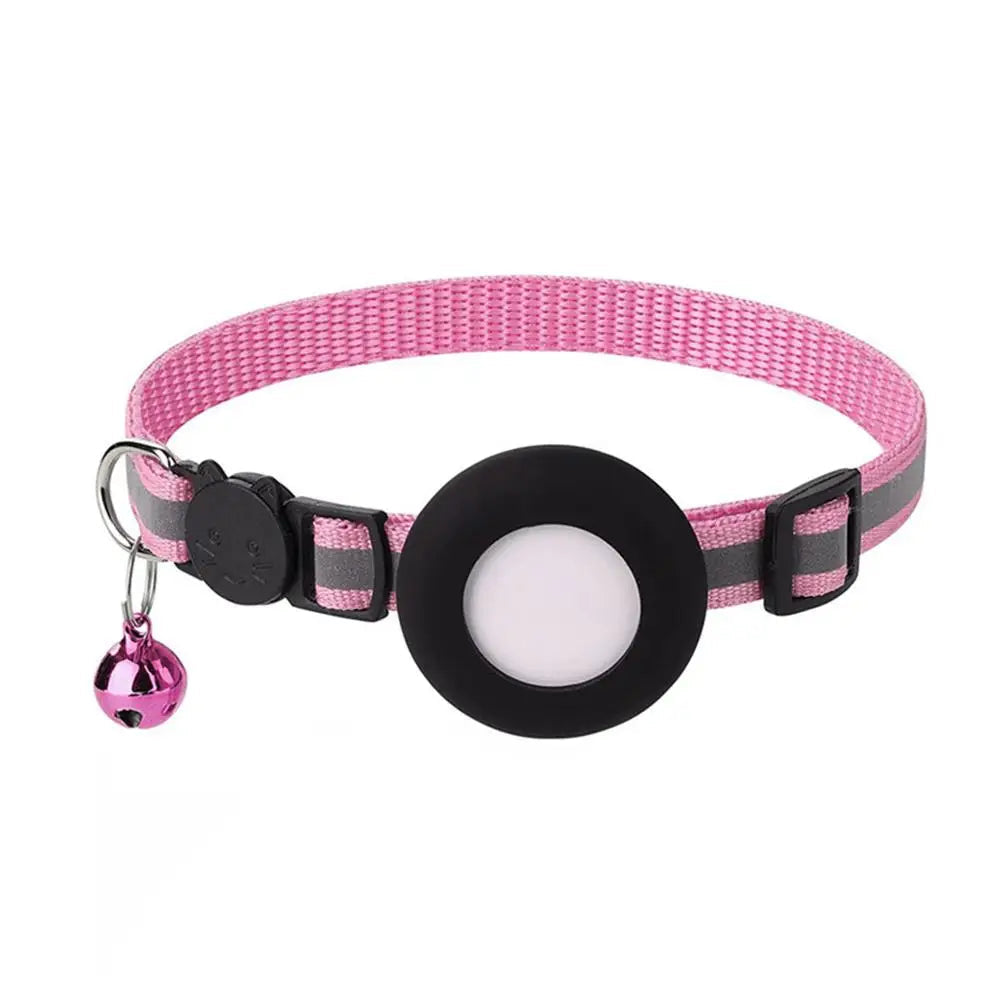Airtag Case Collar for Cats & Dogs | Reflective Anti-Lost Tracker Collar | With Bell & Lights | Durable Nylon Pet Accessories