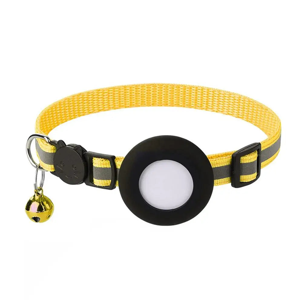 Airtag Case Collar for Cats & Dogs | Reflective Anti-Lost Tracker Collar | With Bell & Lights | Durable Nylon Pet Accessories