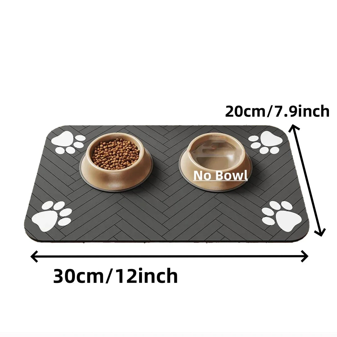 Absorbent Pet Feeding Mat | Waterproof Pet Placemat | Quick-Dry Dog Cat Food Mat | Non-Slip Rubber Backing | Diatom Ooze Material | Pet Feeding Accessory | Multiple Sizes Available