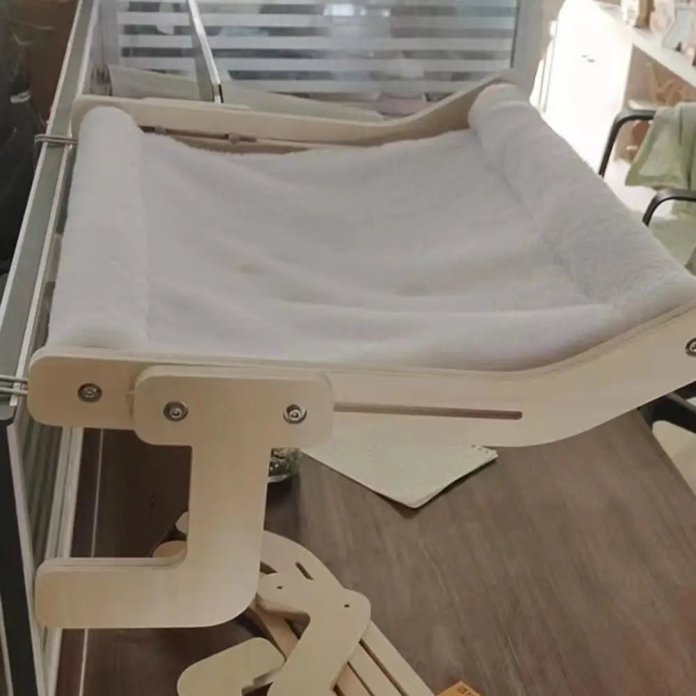 Hanging Cat Hammock | Removable Soft Window Perch for Cats | Strong Load-Bearing Wall Mount Cat Bed | Breathable Fabric | Wooden Design