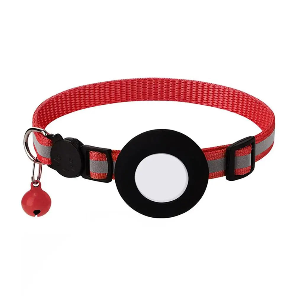 Airtag Case Collar for Cats & Dogs | Reflective Anti-Lost Tracker Collar | With Bell & Lights | Durable Nylon Pet Accessories