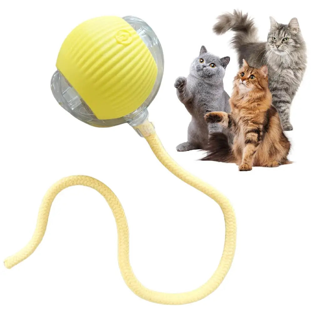 Automatic Rolling Smart Cat Ball | USB Rechargeable Interactive Toy | Tail Lamp for Night Play | PC Silicone Durable Pet Ball | Dog Cat Entertainment Toy