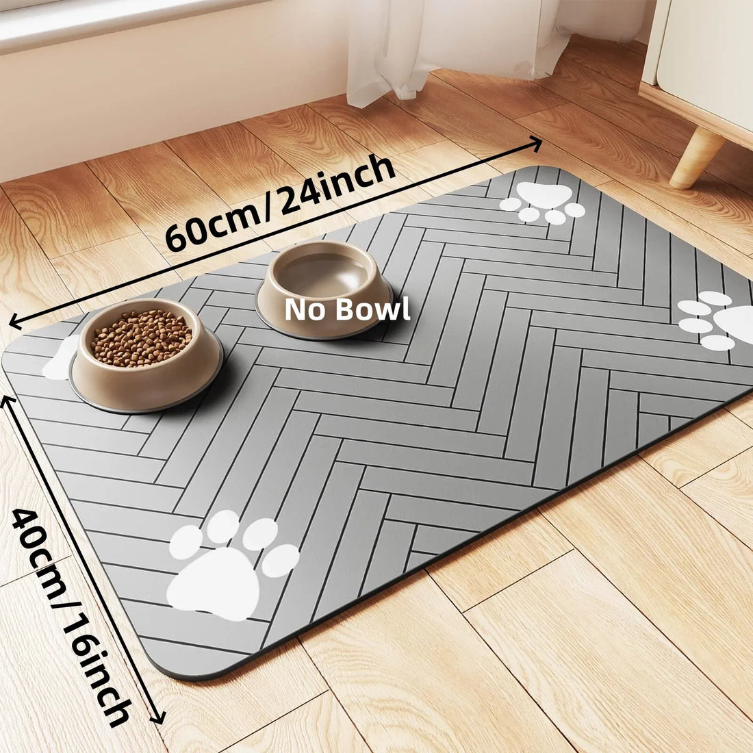Absorbent Pet Feeding Mat | Waterproof Pet Placemat | Quick-Dry Dog Cat Food Mat | Non-Slip Rubber Backing | Diatom Ooze Material | Pet Feeding Accessory | Multiple Sizes Available