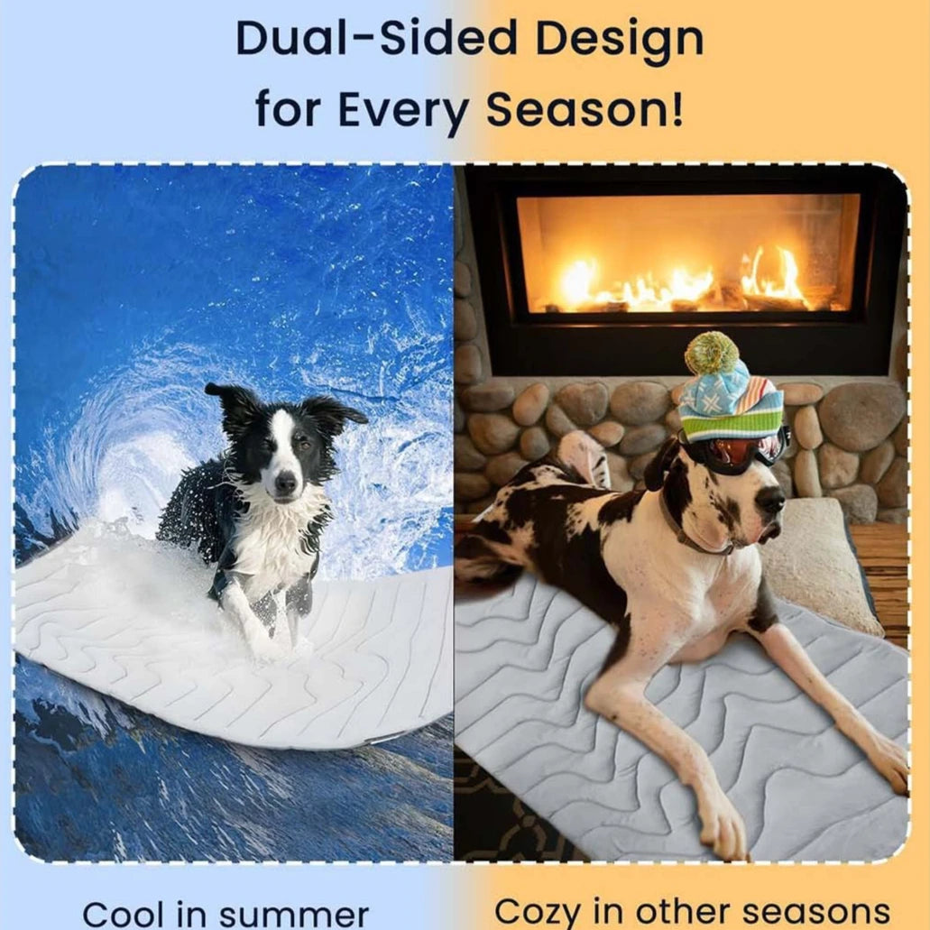 Pet Cooling Mat | Thickened Foldable Cool Pad | Non Slip Dog Cat Bed Blanket | Summer Cooling Pad | Breathable Cotton Mat | Travel & Home Pet Accessory
