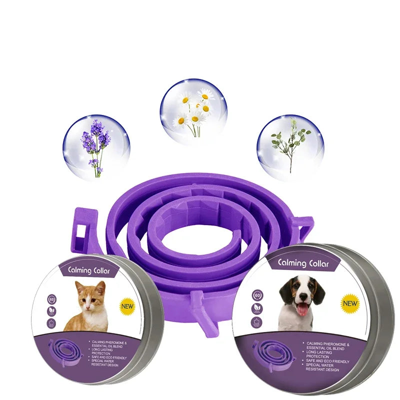Pet Calming Collar | Anxiety-Reducing Pheromone Collar for Cats & Dogs | Adjustable & Slip-On | Natural Relaxation Solution | Nylon Collar