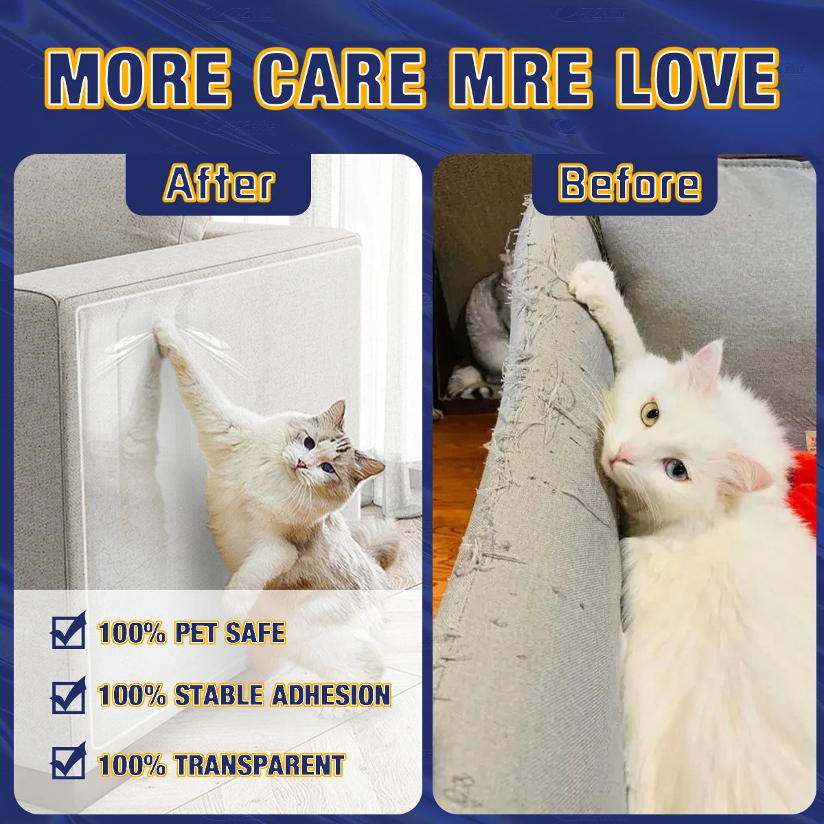 Cat Scratch Deterrent Tape | Transparent Self-Adhesive Furniture Protectors | Pet Training Tape for Sofa & Furniture | Easy to Apply