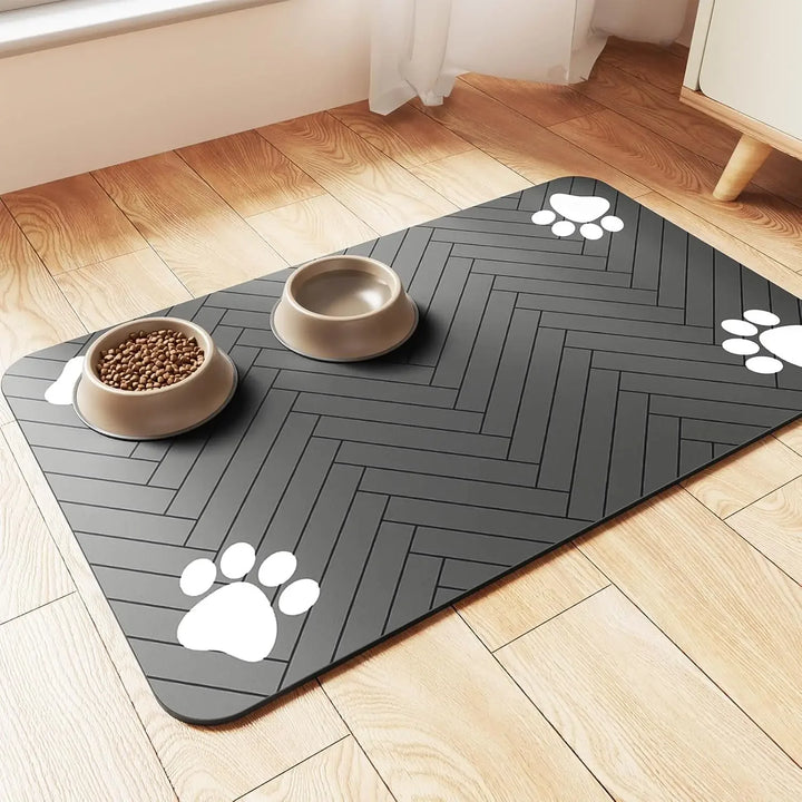 Absorbent Pet Feeding Mat | Waterproof Pet Placemat | Quick-Dry Dog Cat Food Mat | Non-Slip Rubber Backing | Diatom Ooze Material | Pet Feeding Accessory | Multiple Sizes Available