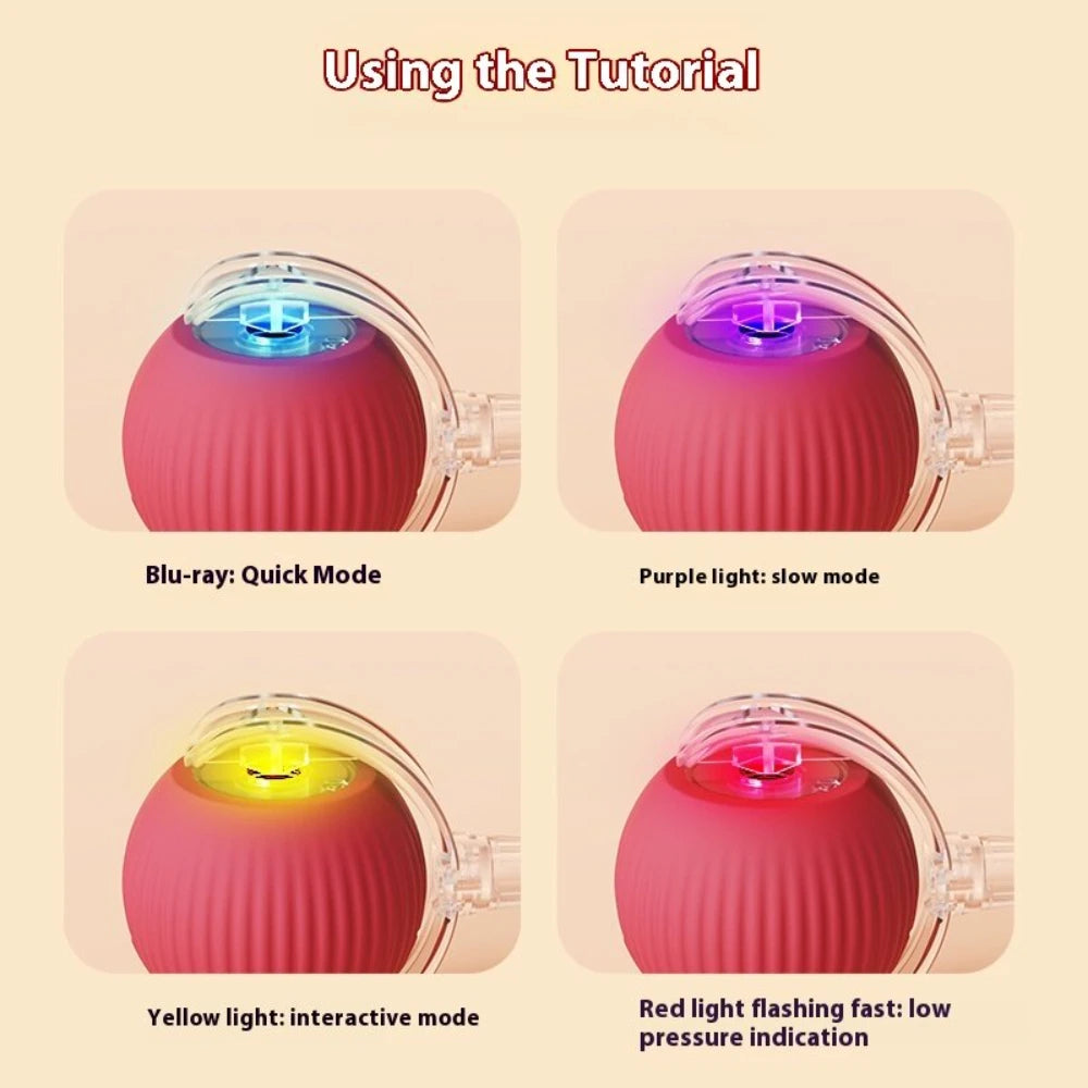 Automatic Rolling Smart Cat Ball | USB Rechargeable Interactive Toy | Tail Lamp for Night Play | PC Silicone Durable Pet Ball | Dog Cat Entertainment Toy