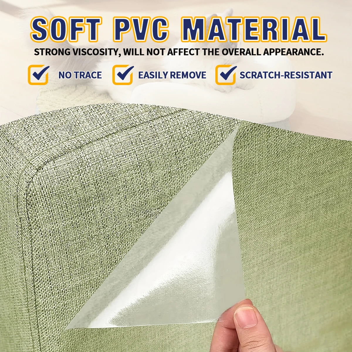 Cat Scratch Deterrent Tape | Transparent Self-Adhesive Furniture Protectors | Pet Training Tape for Sofa & Furniture | Easy to Apply