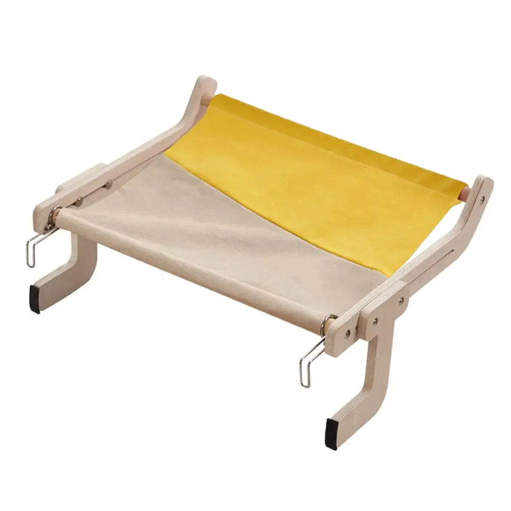 Hanging Cat Hammock | Removable Soft Window Perch for Cats | Strong Load-Bearing Wall Mount Cat Bed | Breathable Fabric | Wooden Design