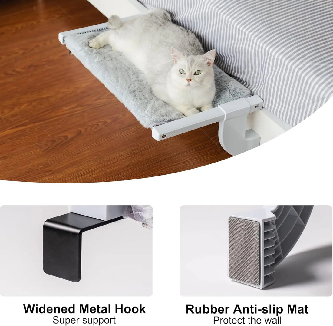 Adjustable Cat Window Bed | Large 55×35 cm Cat Hammock | 2-Sided Cushion | Holds up to 18 kg | PVC Sturdy Cat Window Seat