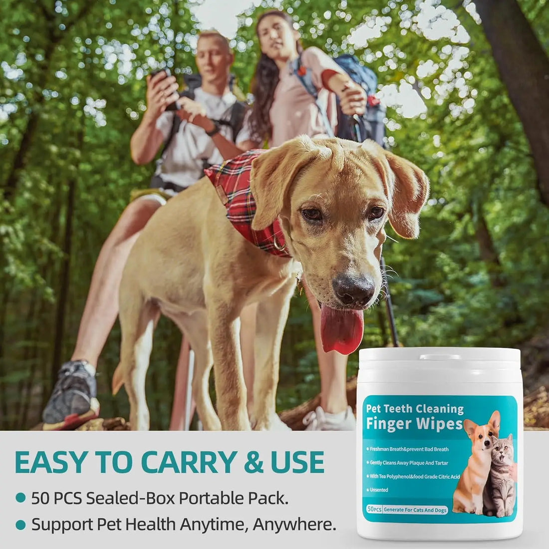 Pet Dental Finger Wipes | Disposable Teeth Cleaning Pads for Dogs & Cats | Freshens Breath | Removes Plaque & Tartar | Gentle Oral Care for Pets