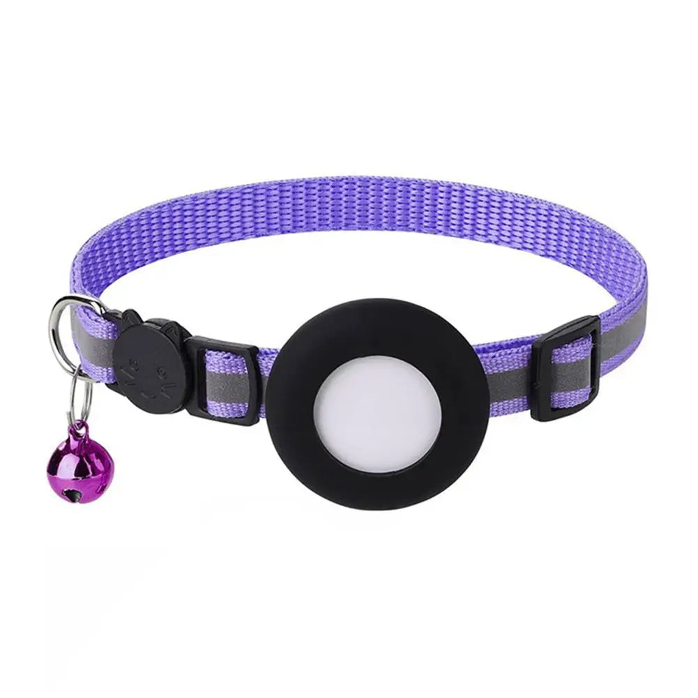 Airtag Case Collar for Cats & Dogs | Reflective Anti-Lost Tracker Collar | With Bell & Lights | Durable Nylon Pet Accessories