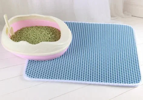Double-Layer Cat Litter Mat | Waterproof Non-Slip Cat Pad | Washable Litter Box Mat | Plastic PU Cat Mat | Honeycomb Design | Eco-Friendly Cat Cleaning Pad | Cat Accessories with Gift