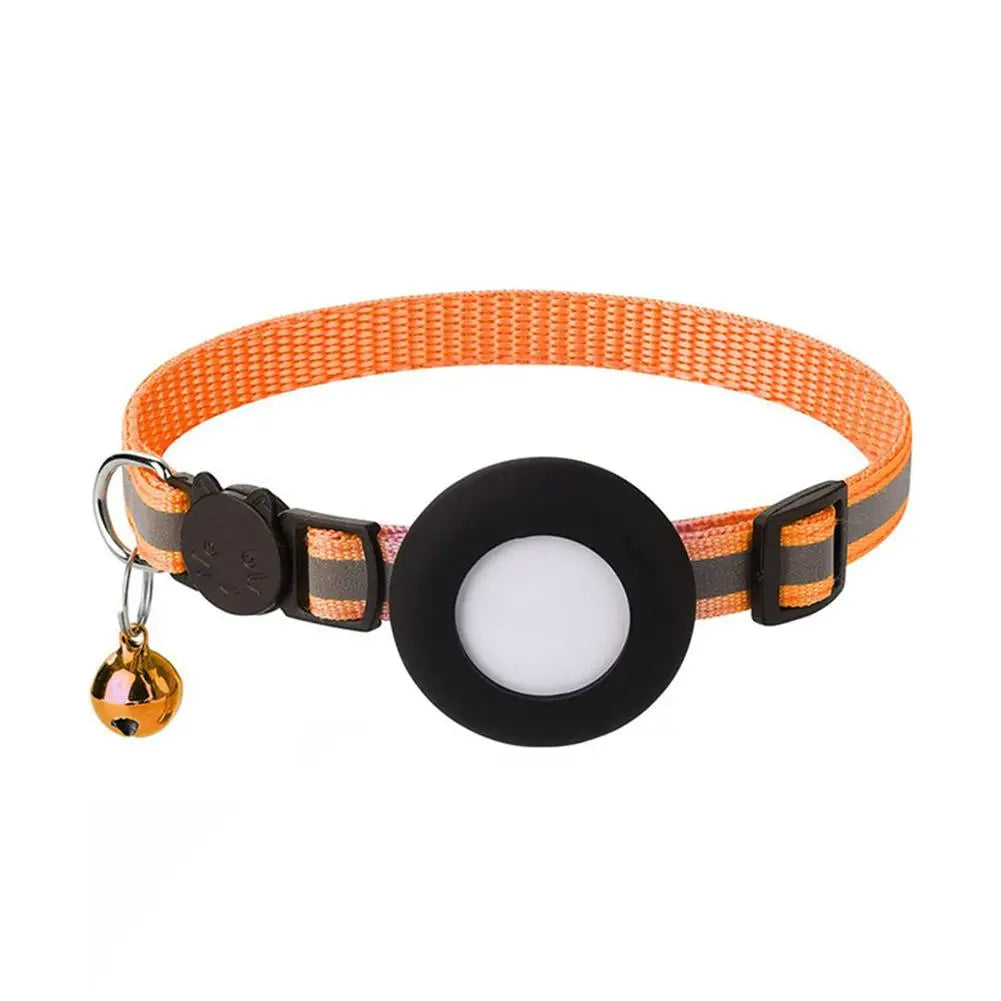 Airtag Case Collar for Cats & Dogs | Reflective Anti-Lost Tracker Collar | With Bell & Lights | Durable Nylon Pet Accessories