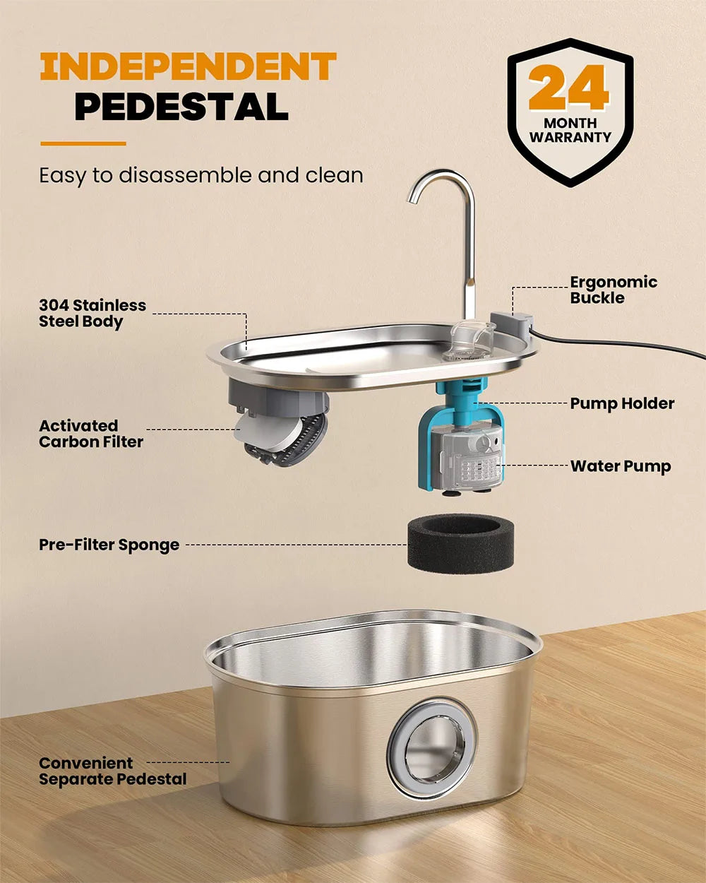 Stainless Steel Automatic Pet Drinking Fountain