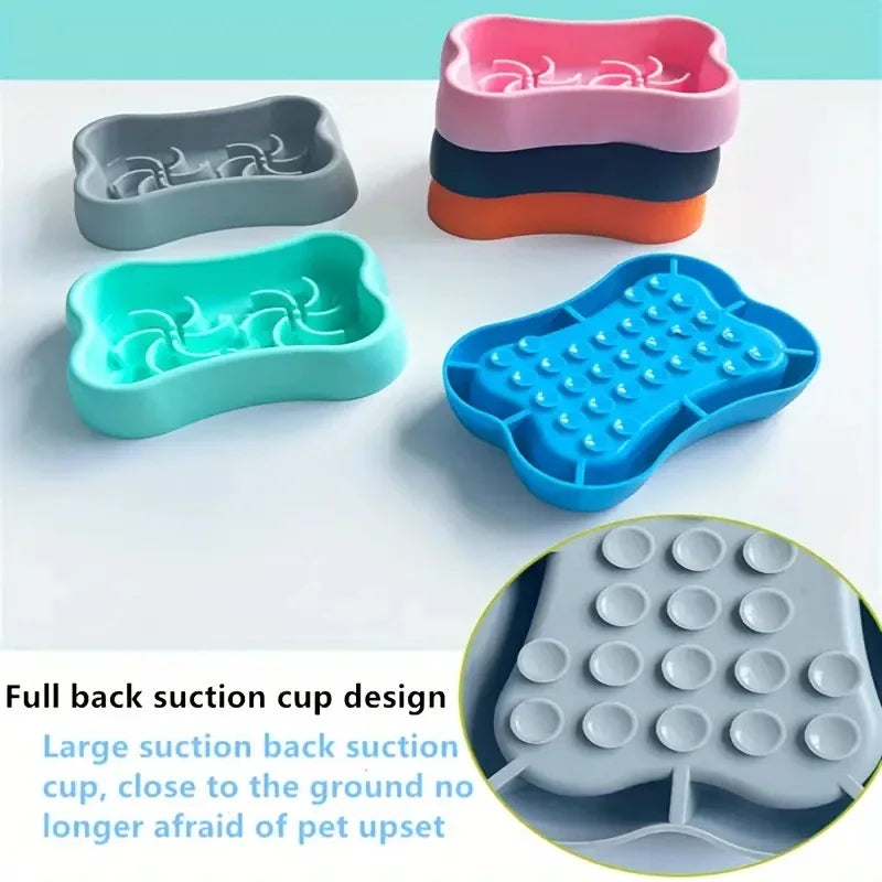 Silicone Slow Feeder Dog Bowl | Anti-Choking Pet Bowl | Suction Cup Puzzle Food Bowl | Non-Slip Licking Bowl | Dog Water Feeder | Slow Eating Dog Bowl