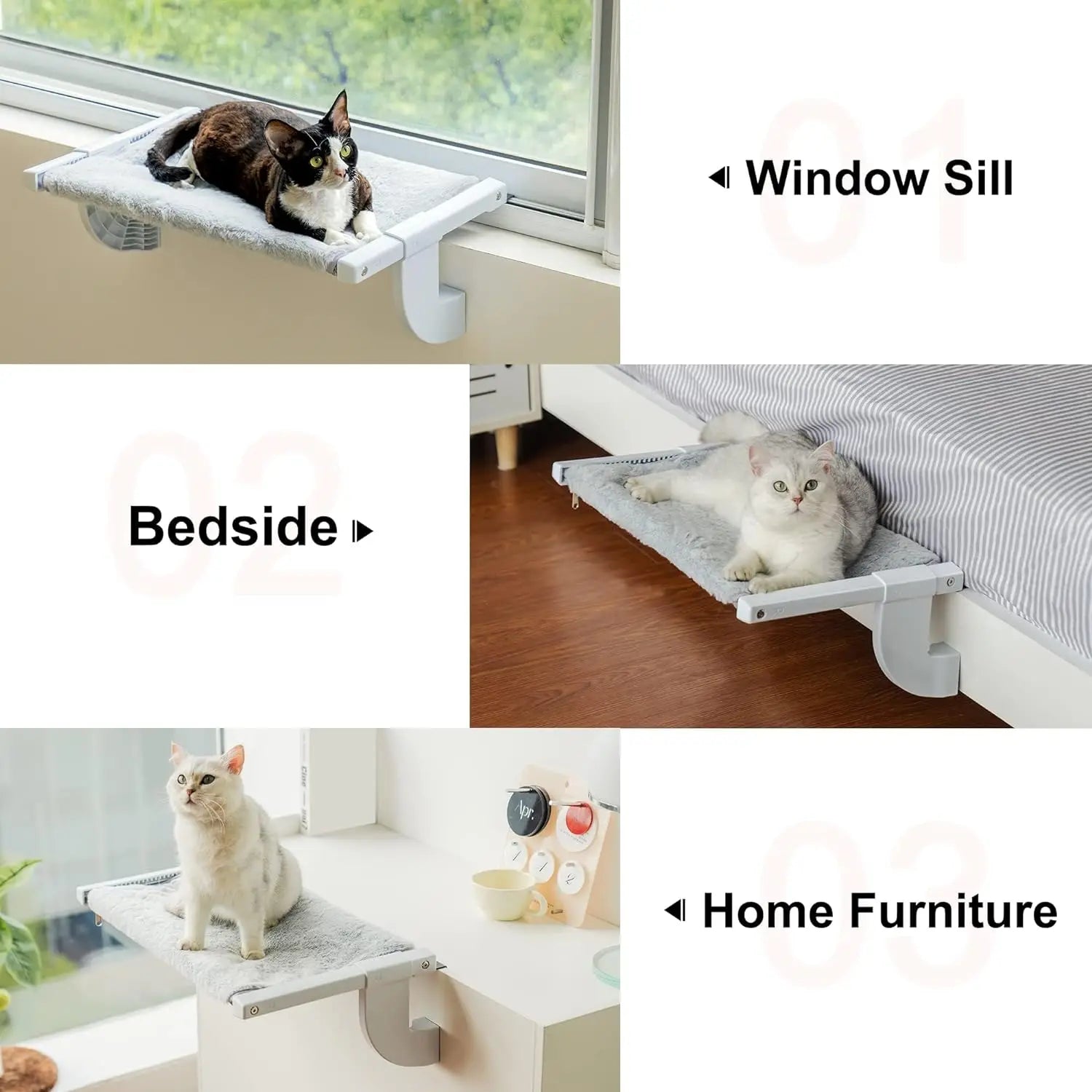 Adjustable Cat Window Bed | Large 55×35 cm Cat Hammock | 2-Sided Cushion | Holds up to 18 kg | PVC Sturdy Cat Window Seat