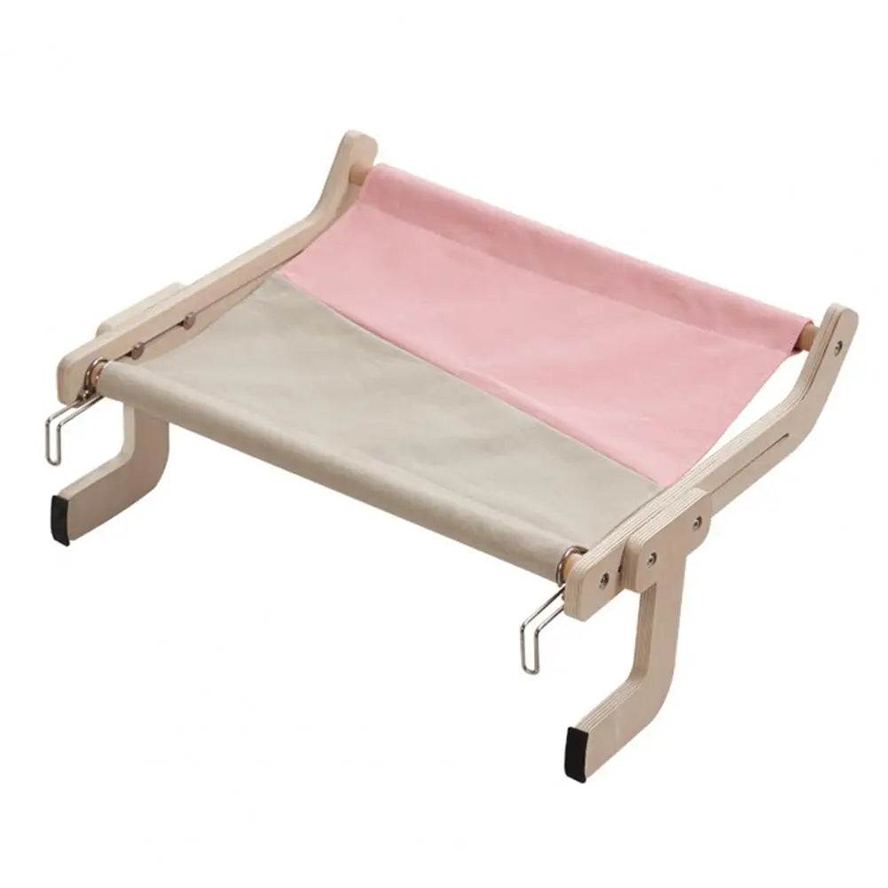 Hanging Cat Hammock | Removable Soft Window Perch for Cats | Strong Load-Bearing Wall Mount Cat Bed | Breathable Fabric | Wooden Design